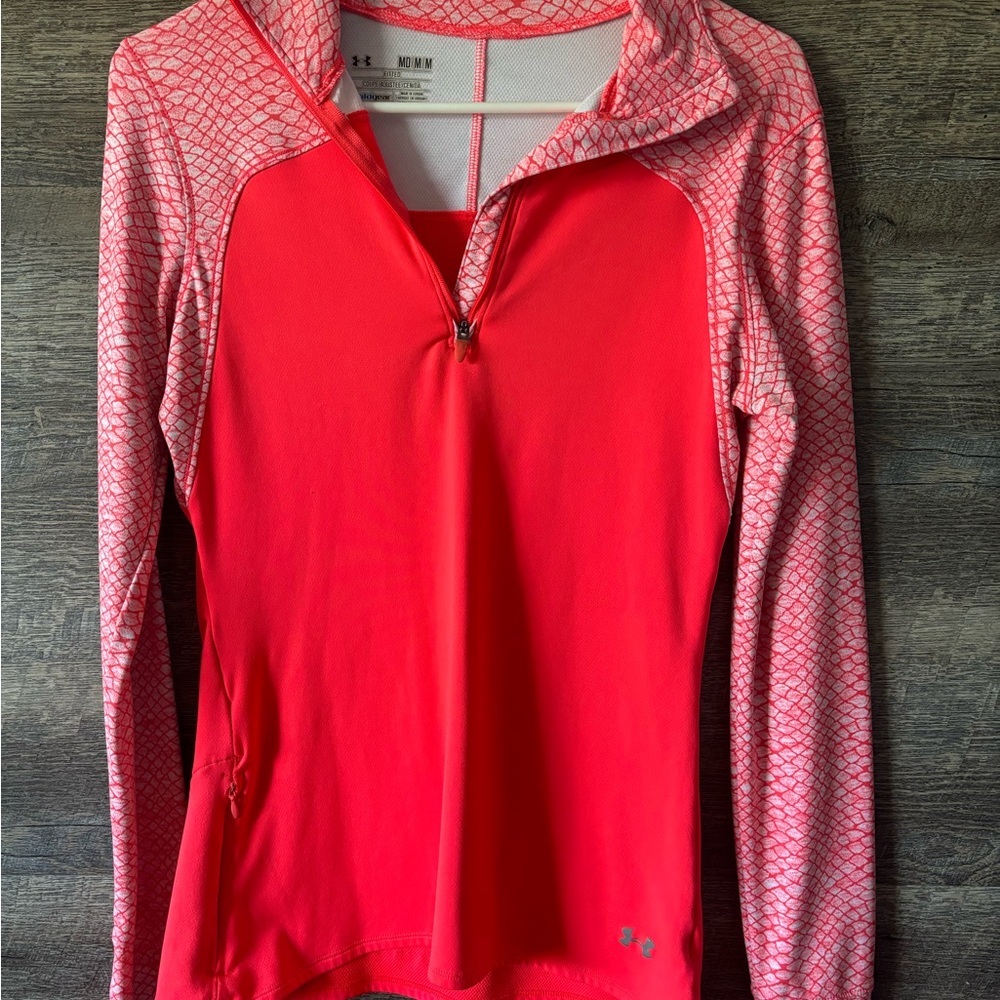 Under Armour Red Long Sleeve Zippered Sweatshirt